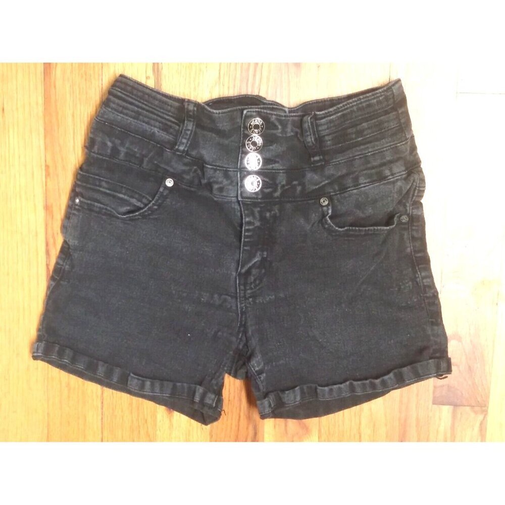 Silver Crush Women's Black Jean Shorts Size 5/6 Mid Waist Stretch denim shorts
